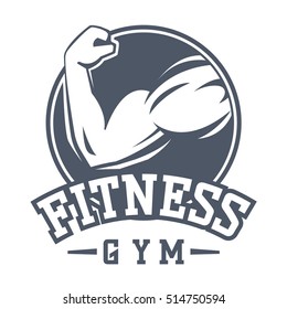 Gym fitness emblem, label, badge logo and design element