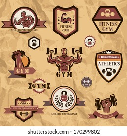 gym, fitness emblems collection