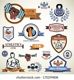 gym, fitness emblems collection