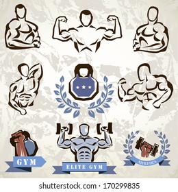 gym, fitness emblems collection