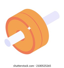 Gym fitness equipment, isometric icon of dumbbell 

