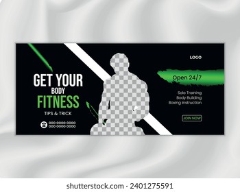 Design-Vorlage für Fitnesscenter und Fitness-Facebook-Cover