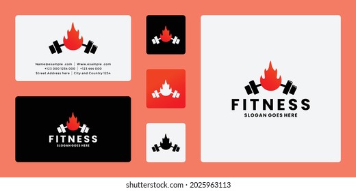 gym fitness fire logo design minimalist