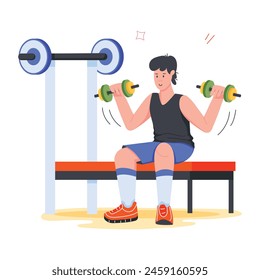Gym and Fitness Flat Mini Illustrations