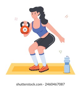 Gym and Fitness Flat Mini Illustrations
