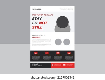 Gym Fitness Flyer design, Vector layout design template for extremes sport event, Get fit don't quit gym flyer, Gym Fitness Flyer Template