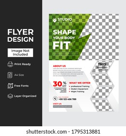 Gym Fitness Flyer Template Design Brochure, Annual Report, Magazine, Poster, Corporate, Flyer, layout modern size A4 Template, Easy to use and edit.