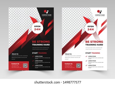 GYM / Fitness Flyer Template With Grunge Shapes. Vector