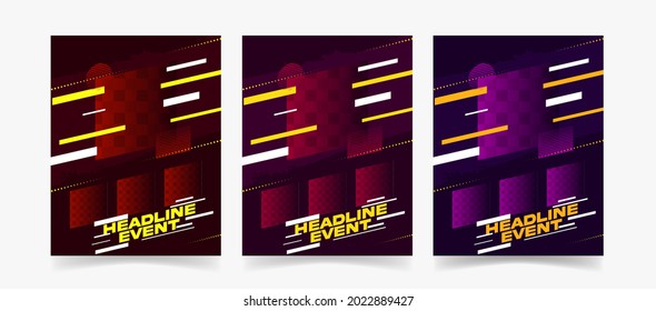 GYM. Fitness Flyer template with grunge shapes. vector. Fitness Center Flyer and Poster. Facebook cover. Social media post template for gym and fitness. Vector layout design template for sport events.