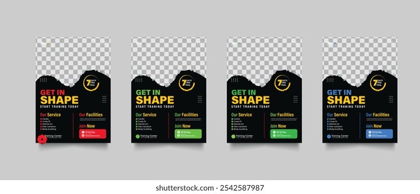 GYM Fitness Flyer template with grunge shapes. vector