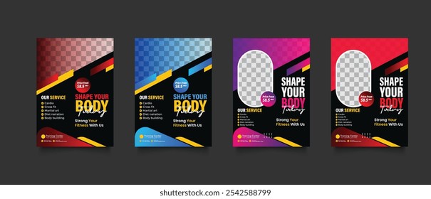 GYM Fitness Flyer template with grunge shapes. Fitness Gym yoga Flyer Template