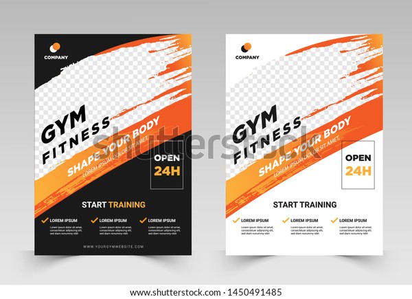 GYM /\
Fitness Flyer template with grunge shapes.\
vector