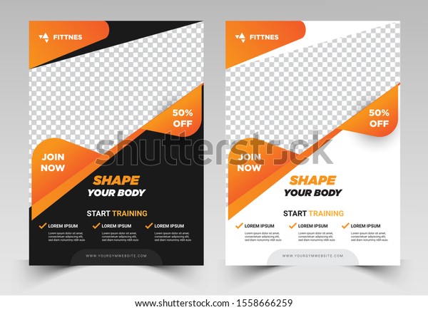 Gym Fitness Flyer Template Grunge Shapes Stock Vector Royalty Free