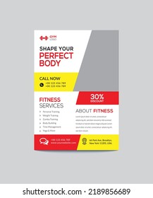 GYM  Fitness Flyer template. Modern Abstract Fitness training and gym flyer template. Club, flyer, print-ready, bodybuilding, A4 size