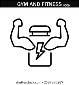 Gym and fitness icon .  Outline Symbol Collection. Vector illustration. Editable stroke. EPS 10.