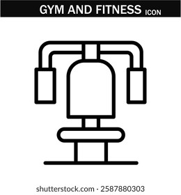Gym and fitness icon .  Outline Symbol Collection. Vector illustration. Editable stroke. EPS 10.