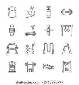Gym and fitness icon set