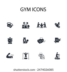 Gym and fitness icon set.vector.Editable stroke.linear style sign for use web design,logo.Symbol illustration.