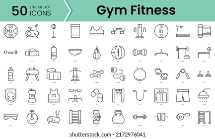 gym fitness Icons bundle. Linear dot style Icons. Vector illustration