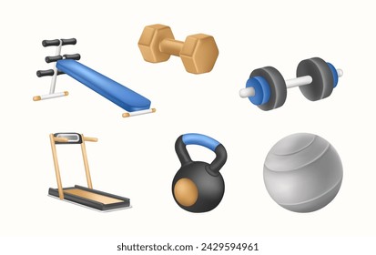 Gym and Fitness Illustration in 3D Style