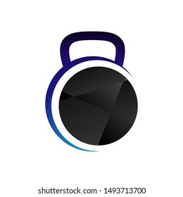 Gym fitness kettlebell logo design vector template illustrations

