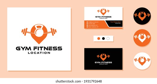 Gym Fitness Location Logo And Business Card Design Template