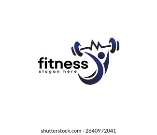 gym fitness logo, abstract people in circle lifting barbell, logo design template