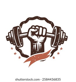 Gym fitness logo design with barbell icon. Fitness and bodybuilding club logo template, bodybuilding logo, Fitness concept