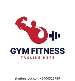 Gym Fitness Logo design Modern Simple concept with body builder