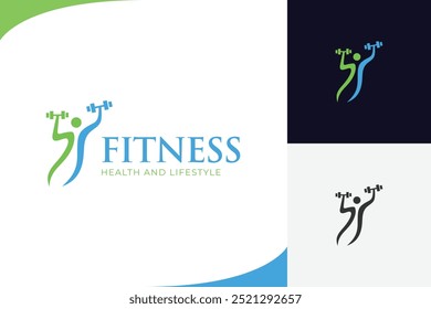 Gym and fitness logo icon design with strong hand muscle graphic symbol, diet vector simple logo