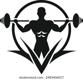  Gym fitness logo or label icon Sport bodybuilding concept Vector