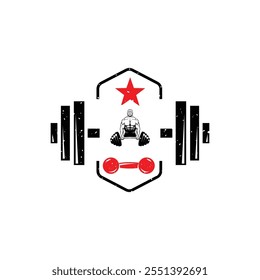 Gym, fitness logo or label. Sport, bodybuilding concept. Vector illustration