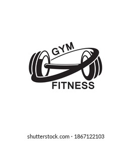 Gym and fitness logo template, dumbbell and barbel style icon