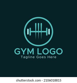 Gym Fitness Logo.Blue Cyan color. Circle Shape. Abstract Logo template.