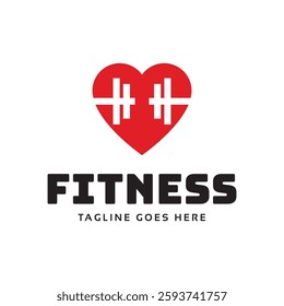 Gym fitness lovers logo design. Love fitness logo template.