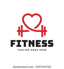 Gym fitness lovers logo design. Love fitness logo template.