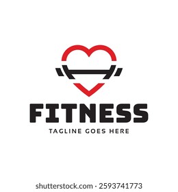 Gym fitness lovers logo design. Love fitness logo template.