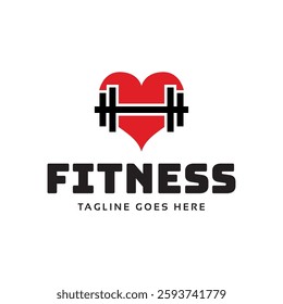 Gym fitness lovers logo design. Love fitness logo template.