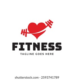 Gym fitness lovers logo design. Love fitness logo template.