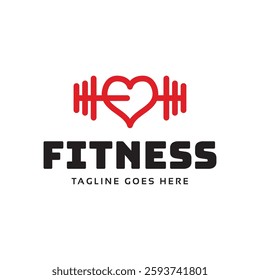 Gym fitness lovers logo design. Love fitness logo template.