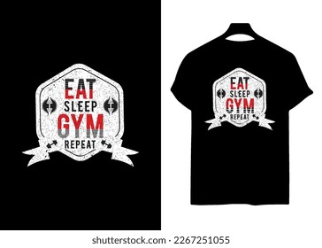 Gym and fitness motivational t-shirt design vintage retro typography style