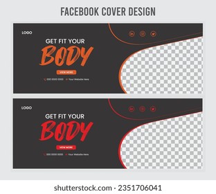  Gym or fitness poster. Creative and modern facebook cover design.