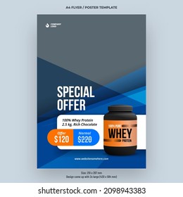 Gym fitness product promotion A4 flyer or poster template design