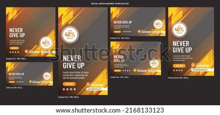 Gym fitness product promotion social media post template banner set