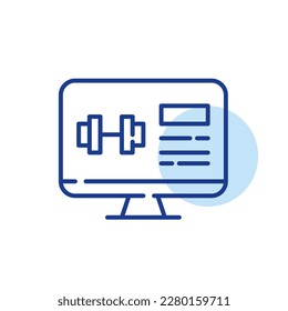 Gym fitness programme app on computer. Pixel perfect, editable stroke line icon