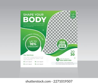 Gym and Fitness Promotion Post Social Media Template