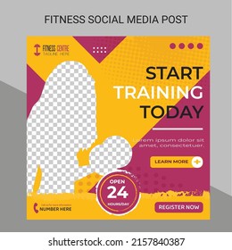 Gym and Fitness Promotion Post and Story Social Media Template