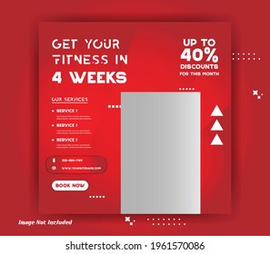 Gym fitness promotional discounts sale banner template