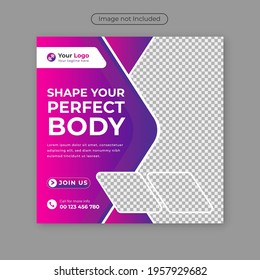 Gym and fitness promotional social media post and banner template