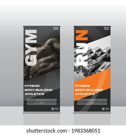 Gym fitness rollup banner template Premium Vector